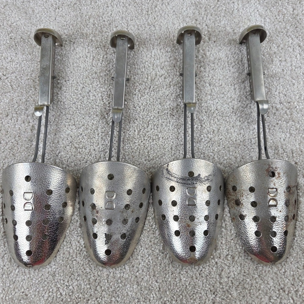 Vintage Ekco Metal Shoe Trees Set of 4 Adjustable Made in USA Silver Tone